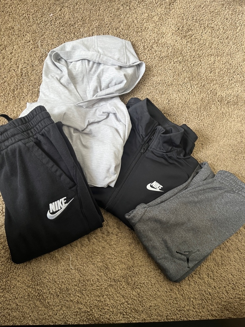 Nike Kids Black and Gray Joggers and Hoodie Set